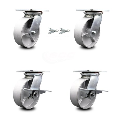Service Caster 6 Inch Semi Steel Swivel Caster Swivel Locks 2 Brakes, 2PK SCC-35S620-SSB-BSL-2-SLB-2